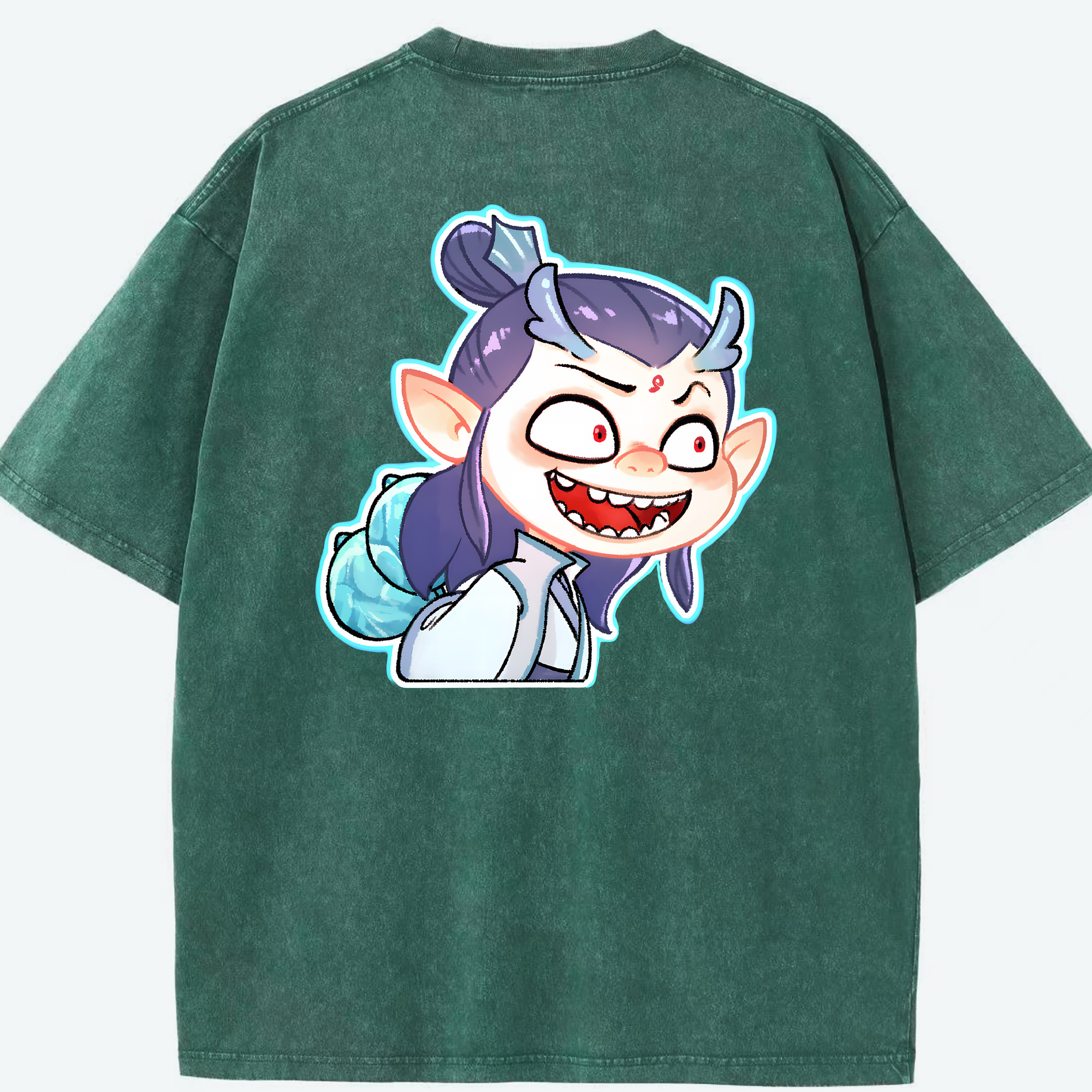 （画像用） Ne Zha 2 ナタ 魔童の大暴れ 綿100% ヴィンテージ風 半袖Tシャツ（背面プリント）